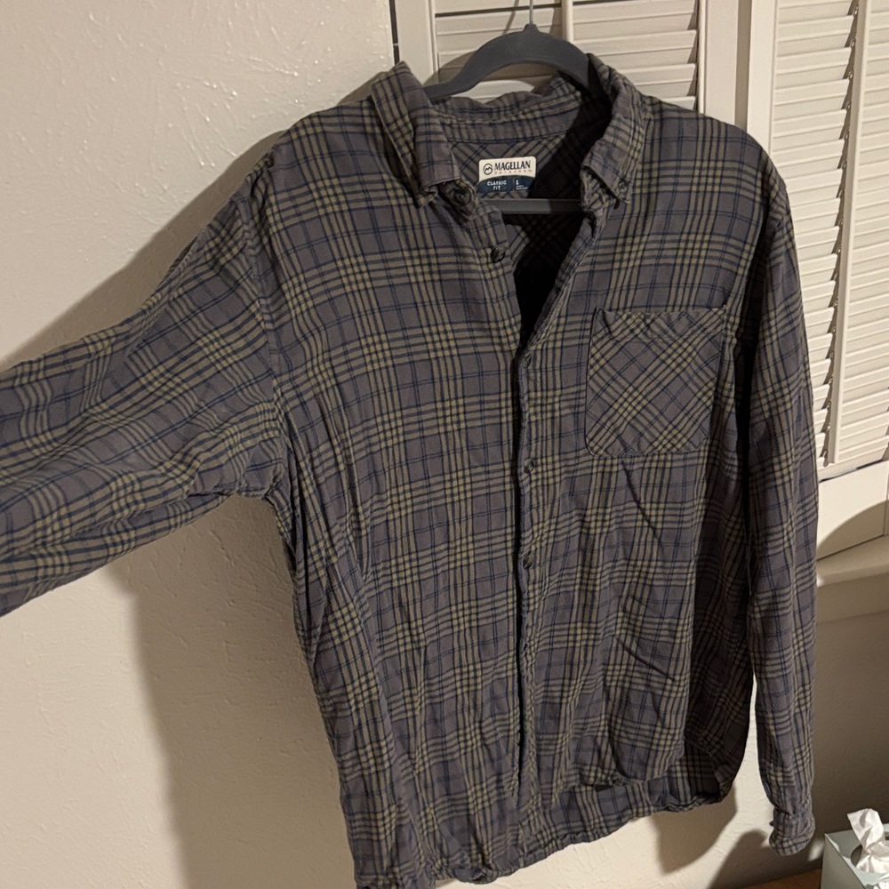 Magellan Outdoors Men's Blue Plaid Shirt Jacket